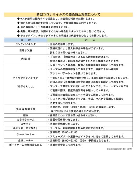 【東鳳】HP掲載感染防止対策について2023_3月